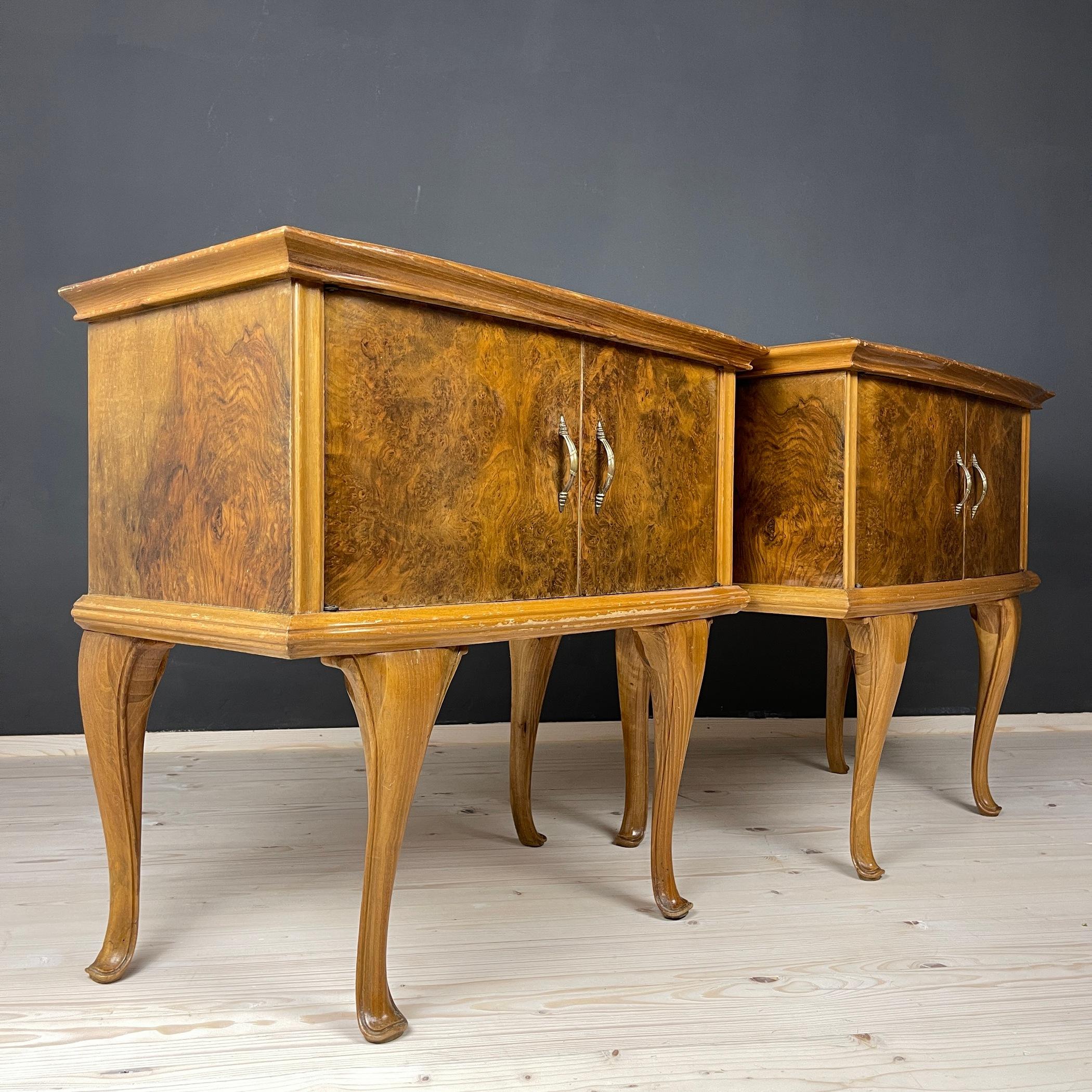 Pair of Vintage Wood Nightstands, Italy, 1950s In Good Condition For Sale In Miklavž Pri Taboru, SI