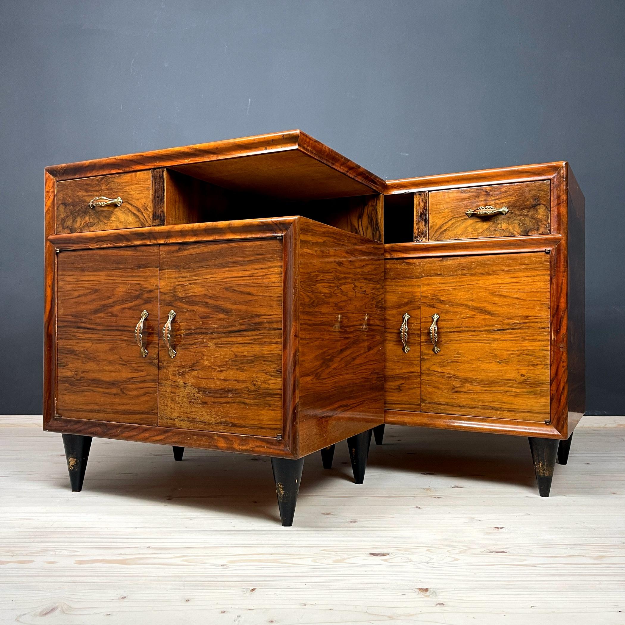 20th Century Pair of Vintage Wood Nightstands, Italy 1950s For Sale