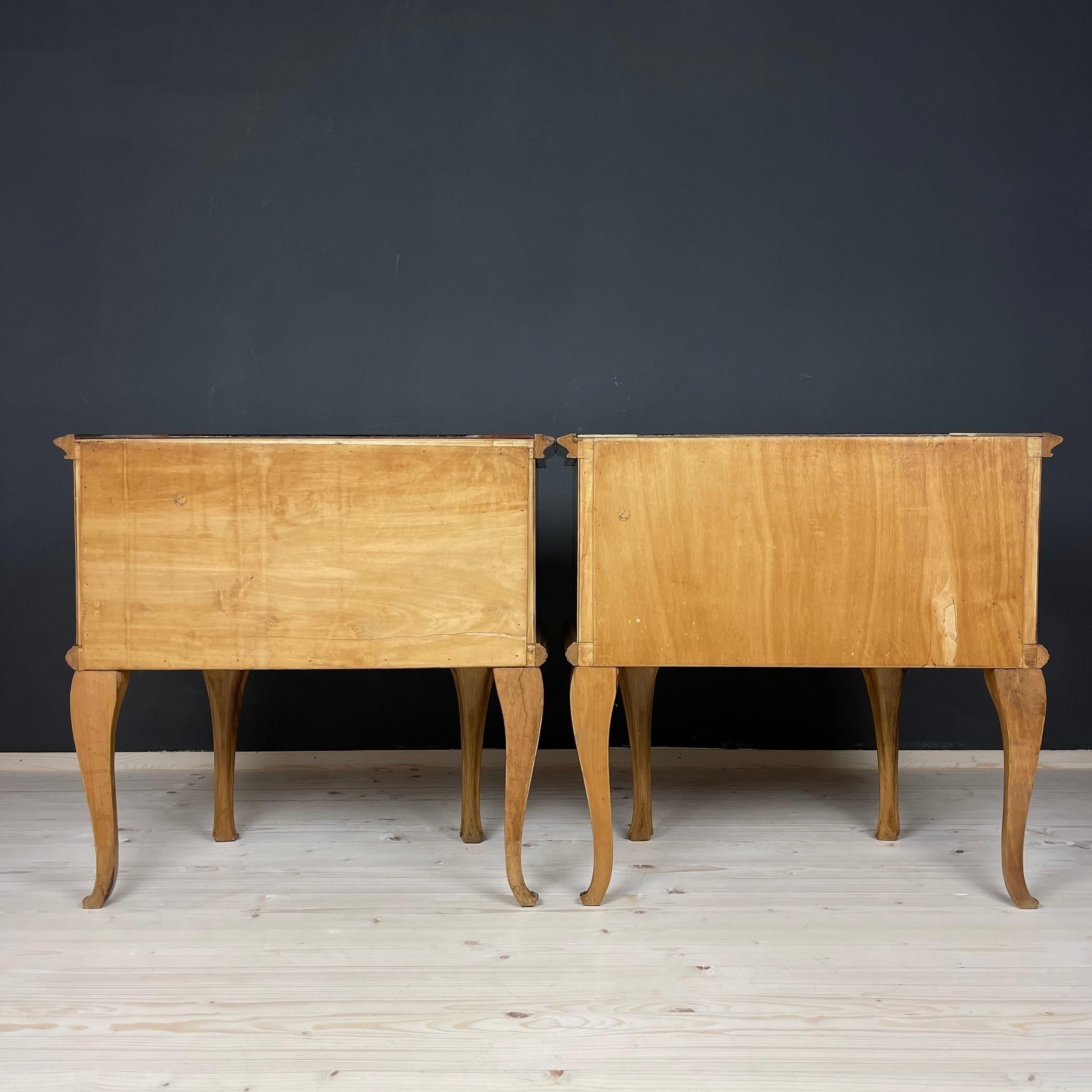 Pair of Vintage Wood Nightstands, Italy, 1950s For Sale 2