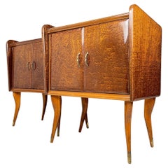 Pair of Vintage Wood Nightstands, Italy, 1950s