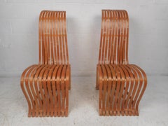 Pair of Vintage Wood-Slat Chairs