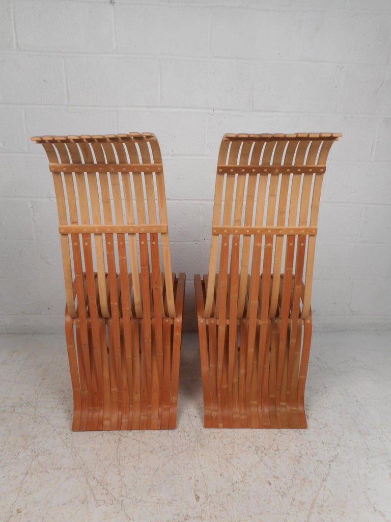 Pair of Vintage WoodSlat Chairs For Sale at 1stDibs