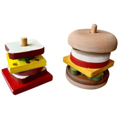 Pair of Vintage Wood Stacking Toys