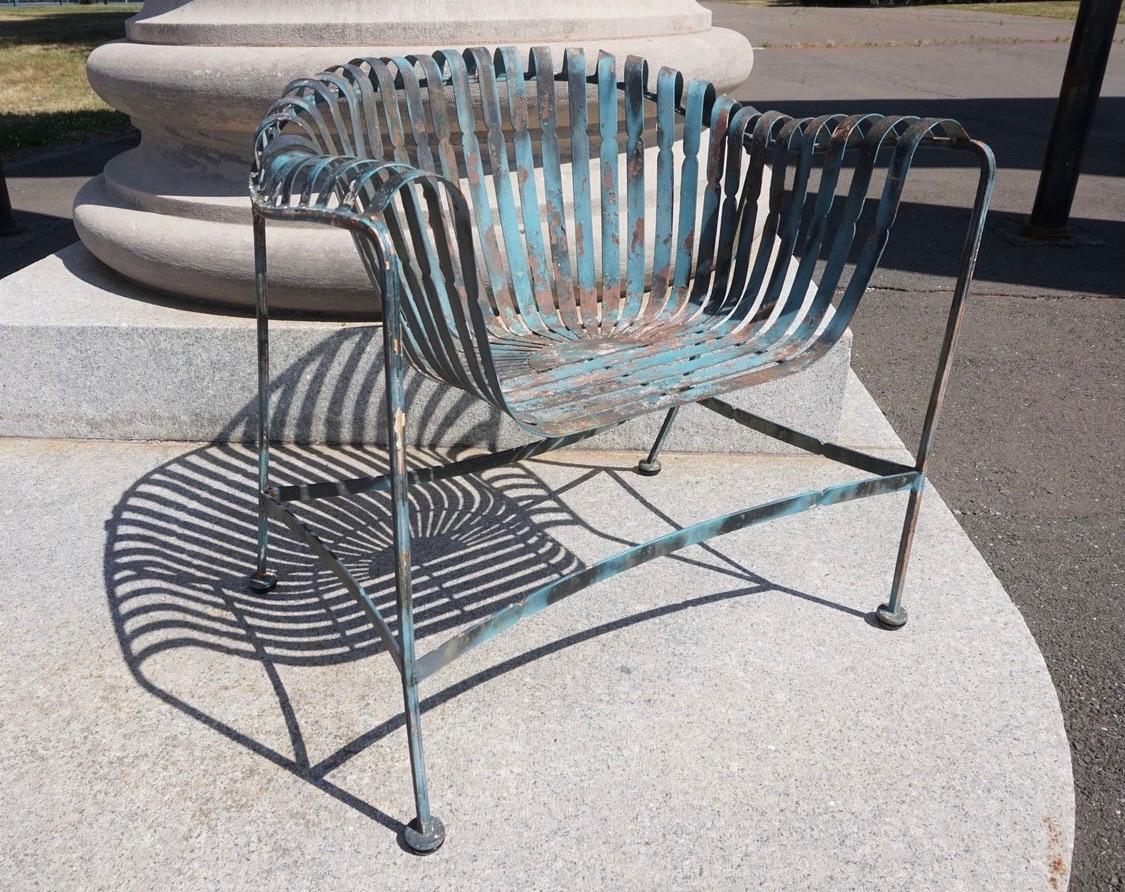 Mid-Century Modern Pair of Vintage Woodard Wrought Iron Chairs in Style of Francois Carre