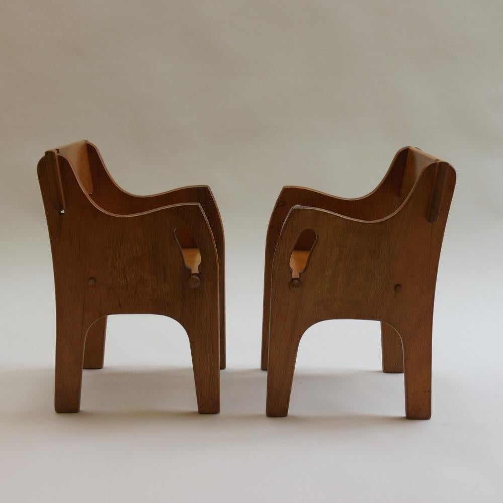 Mid-Century Modern Pair of Vintage Wooden Childs Chairs CC41 1940s