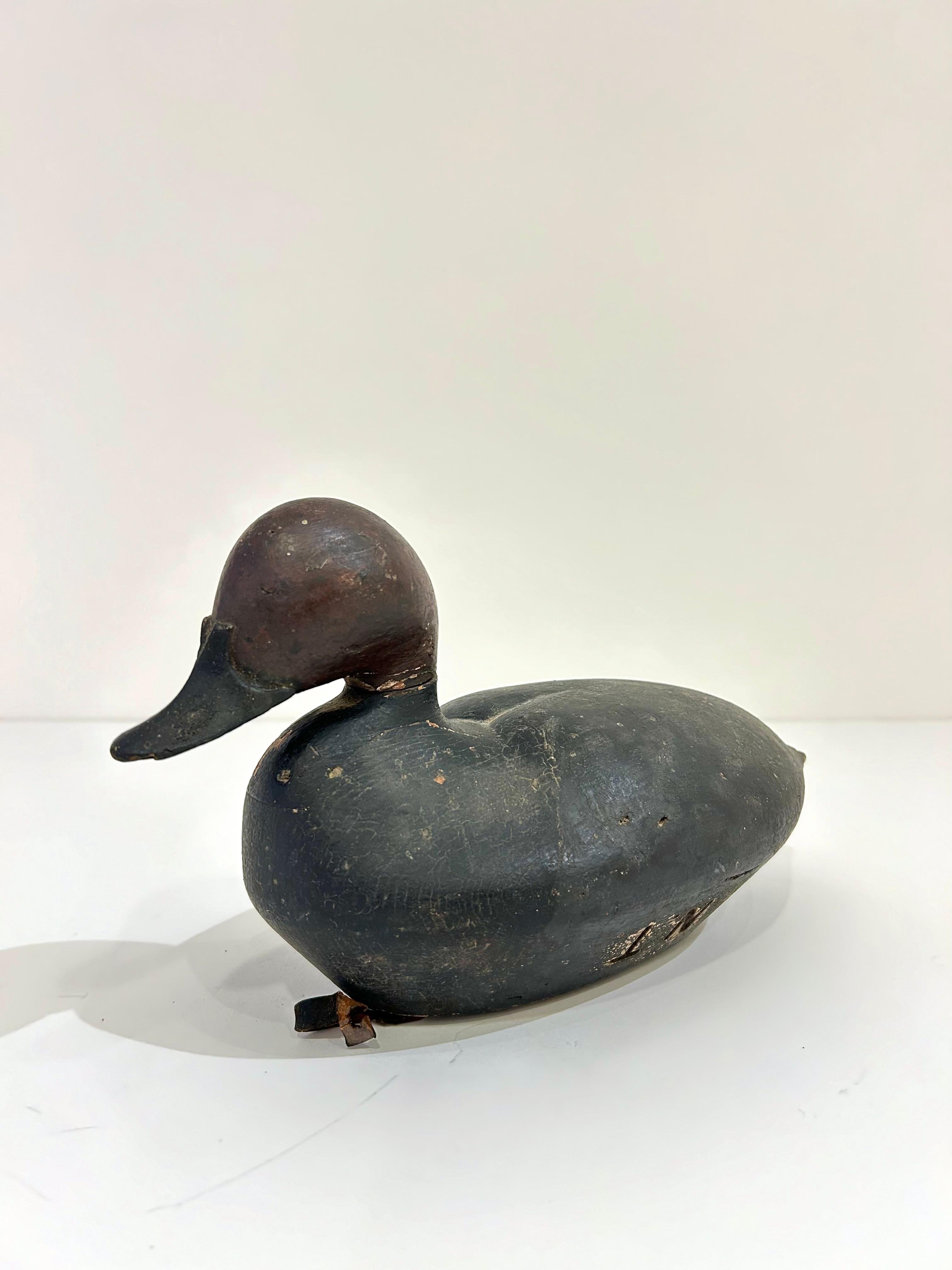 Pair of vintage wooden duck decoys.
Dimensions: 
Large Duck: 7