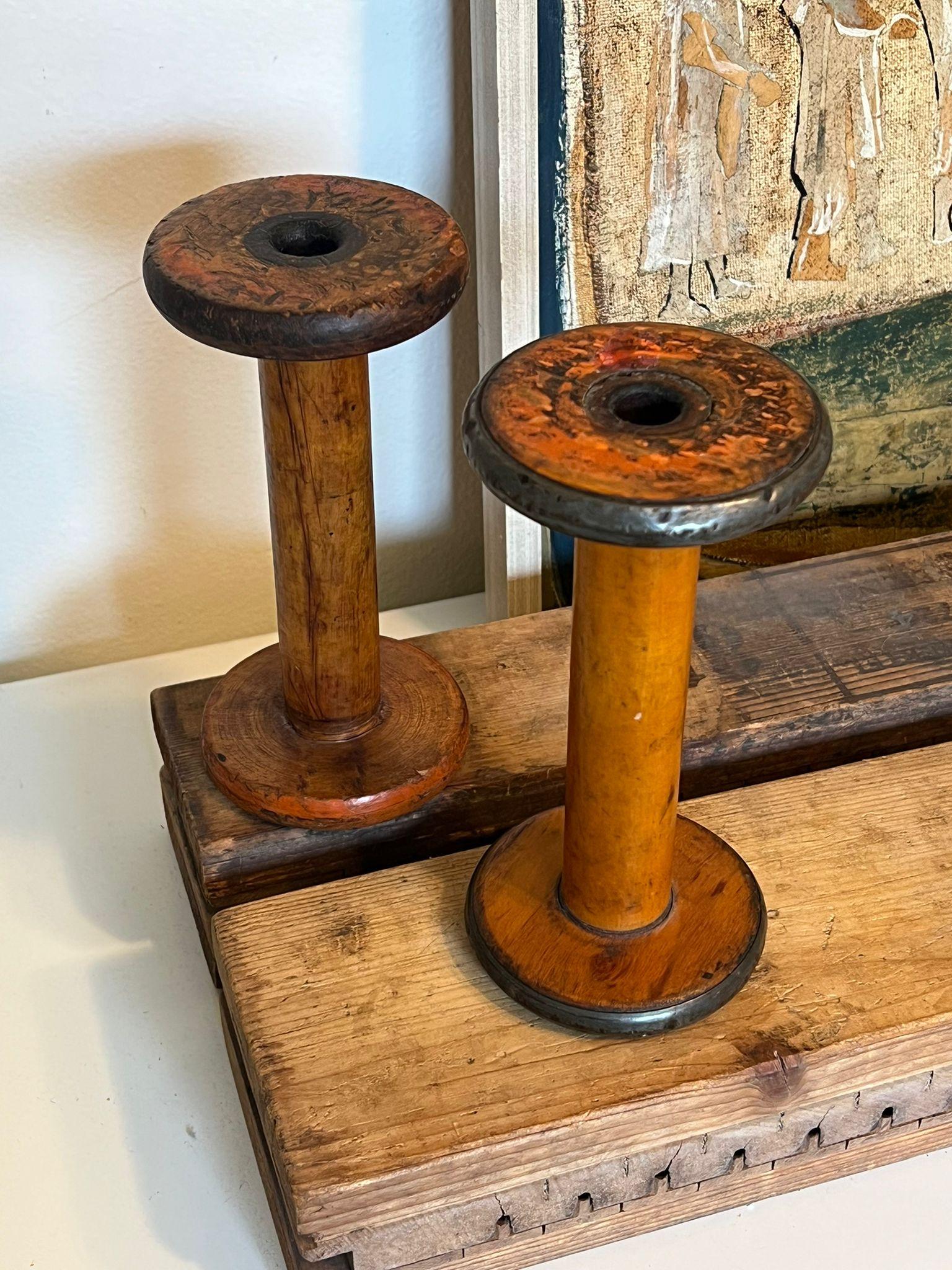 coppia di rocchetti di legno vintage In condizioni buone in vendita a Seattle, WA