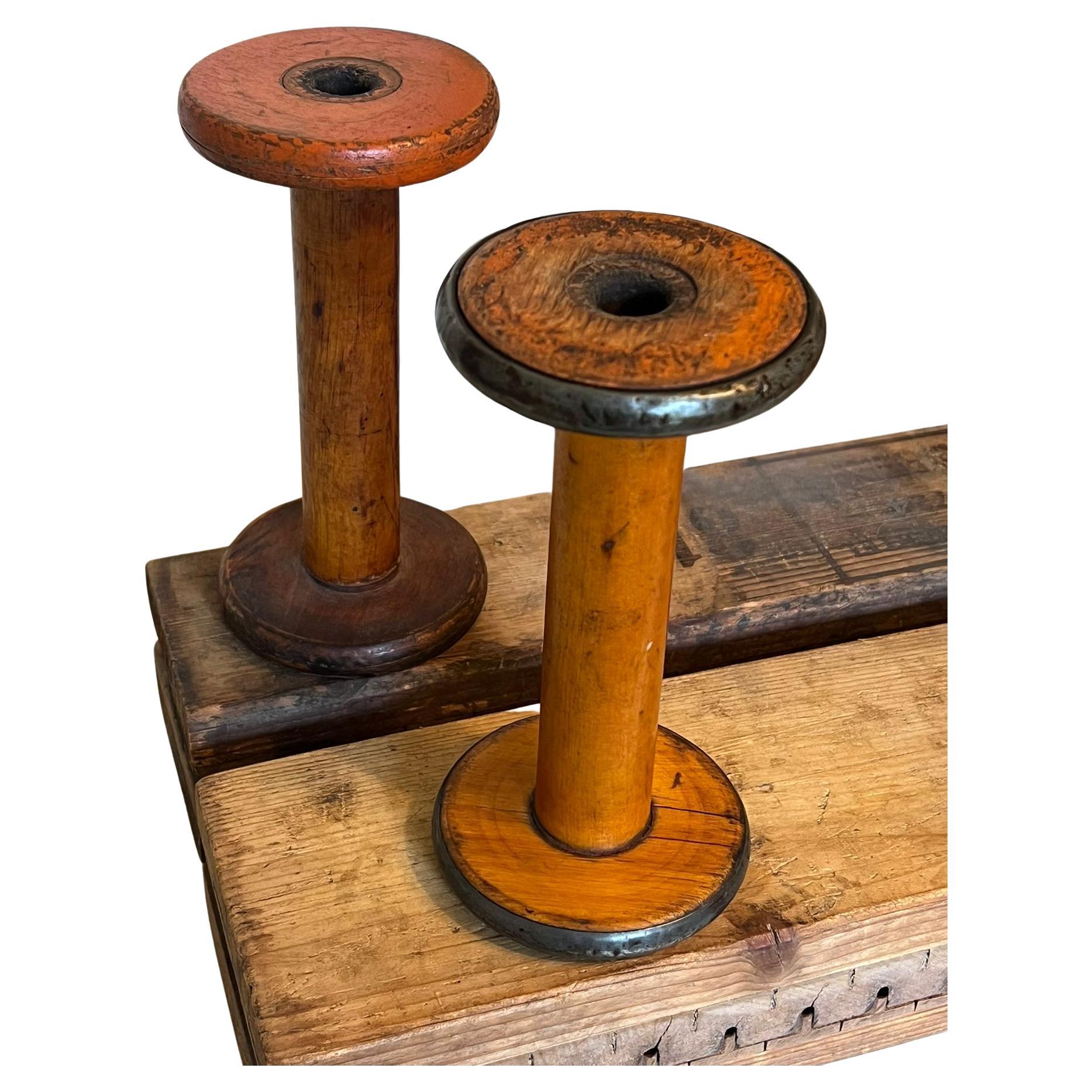 Paar Vintage-Holzspools aus Holz