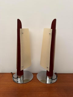 Pair of vintage wooden table lamps attributed to Taller Uno, Spain.