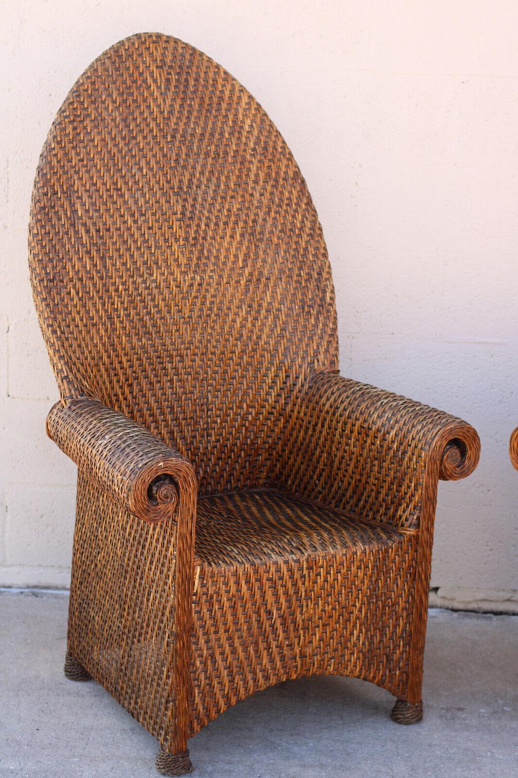 high back wicker chair vintage