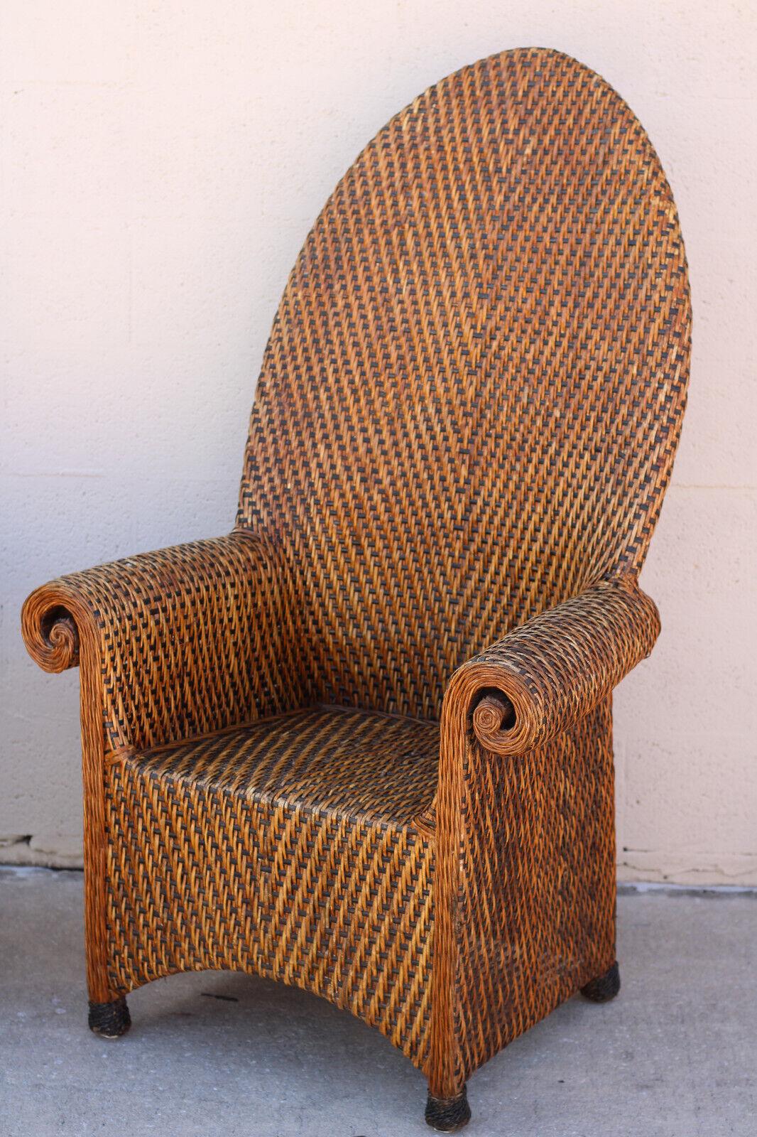 pottery barn rattan chair and ottoman