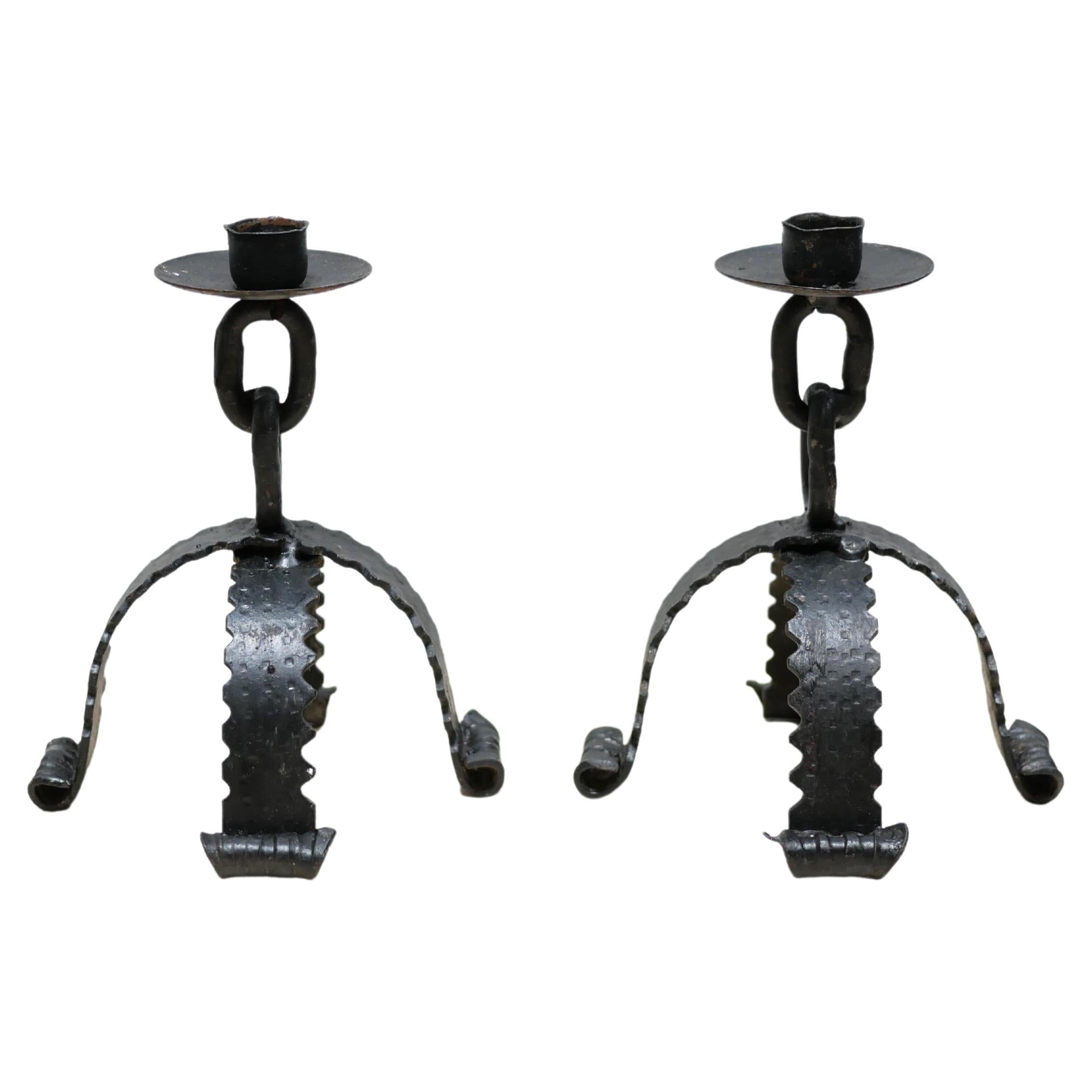 Vintage Wrought Iron Candlestick Holder Sconces by Van Keppel and Green