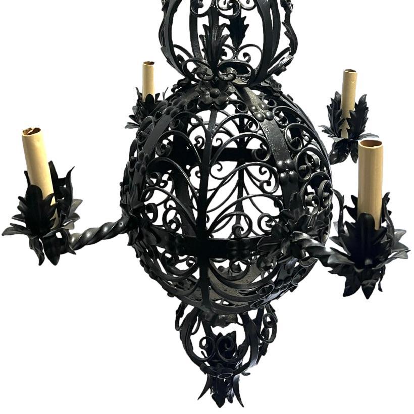 Pair of Vintage Wrought Iron Chandeliers, Sold Individually In Good Condition For Sale In New York, NY