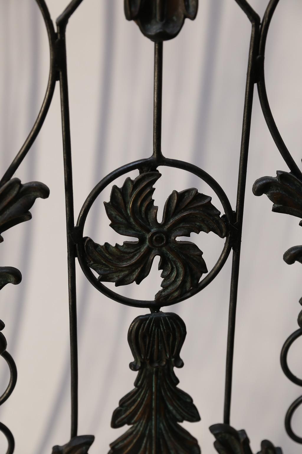 French Pair of Vintage Wrought Iron Filigree Gates For Sale