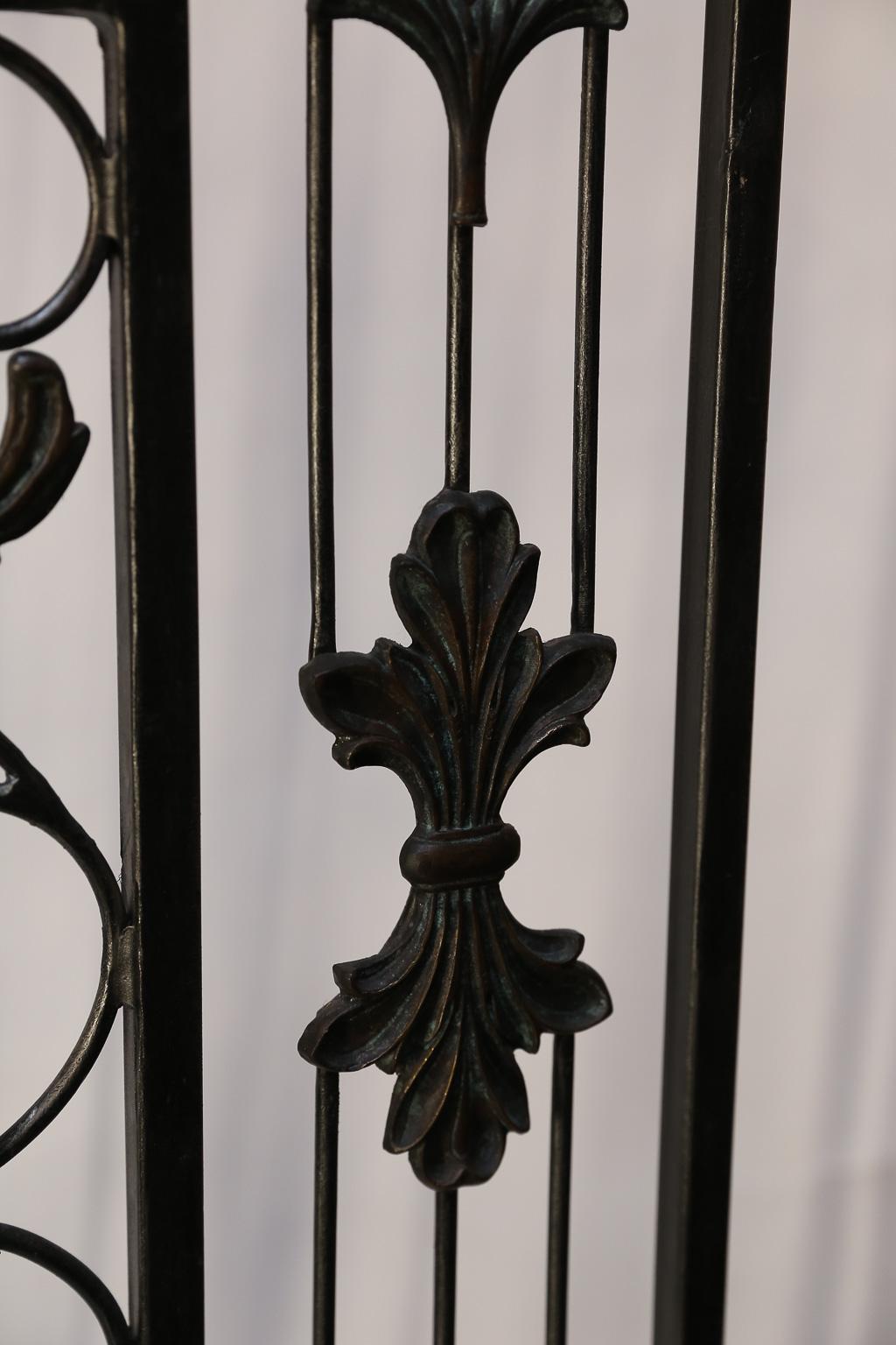 Cast Pair of Vintage Wrought Iron Filigree Gates For Sale