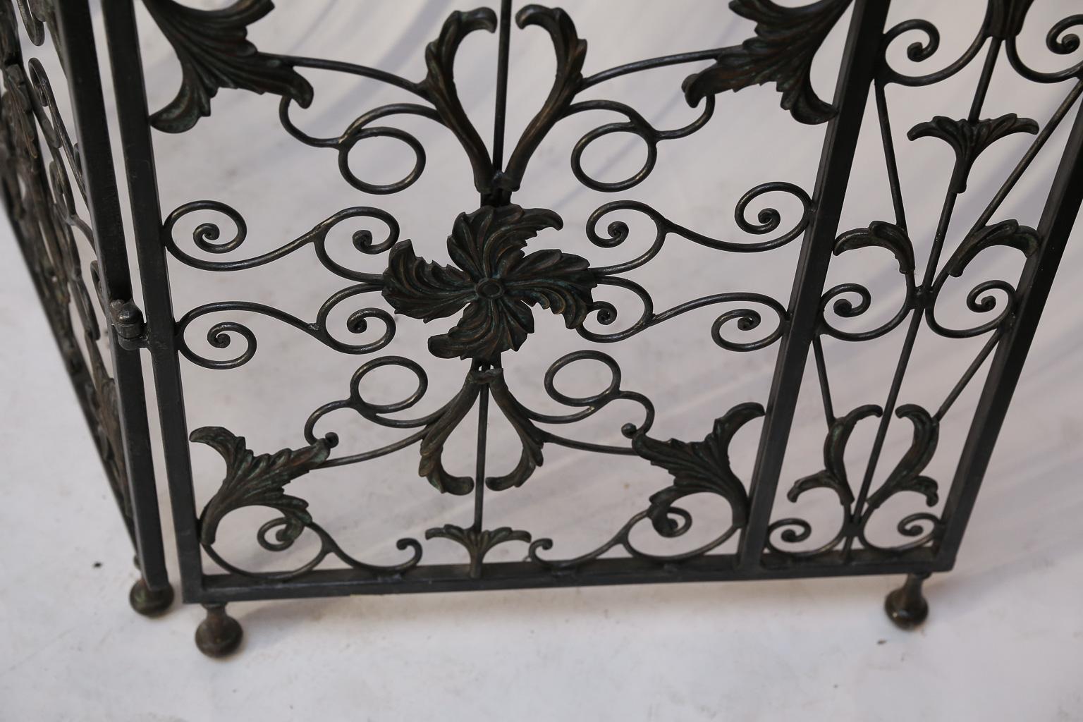 Pair of Vintage Wrought Iron Filigree Gates In Good Condition For Sale In Houston, TX
