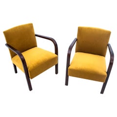 Pair of Vintage Yellow Armchairs, Poland, Mid-20th Century