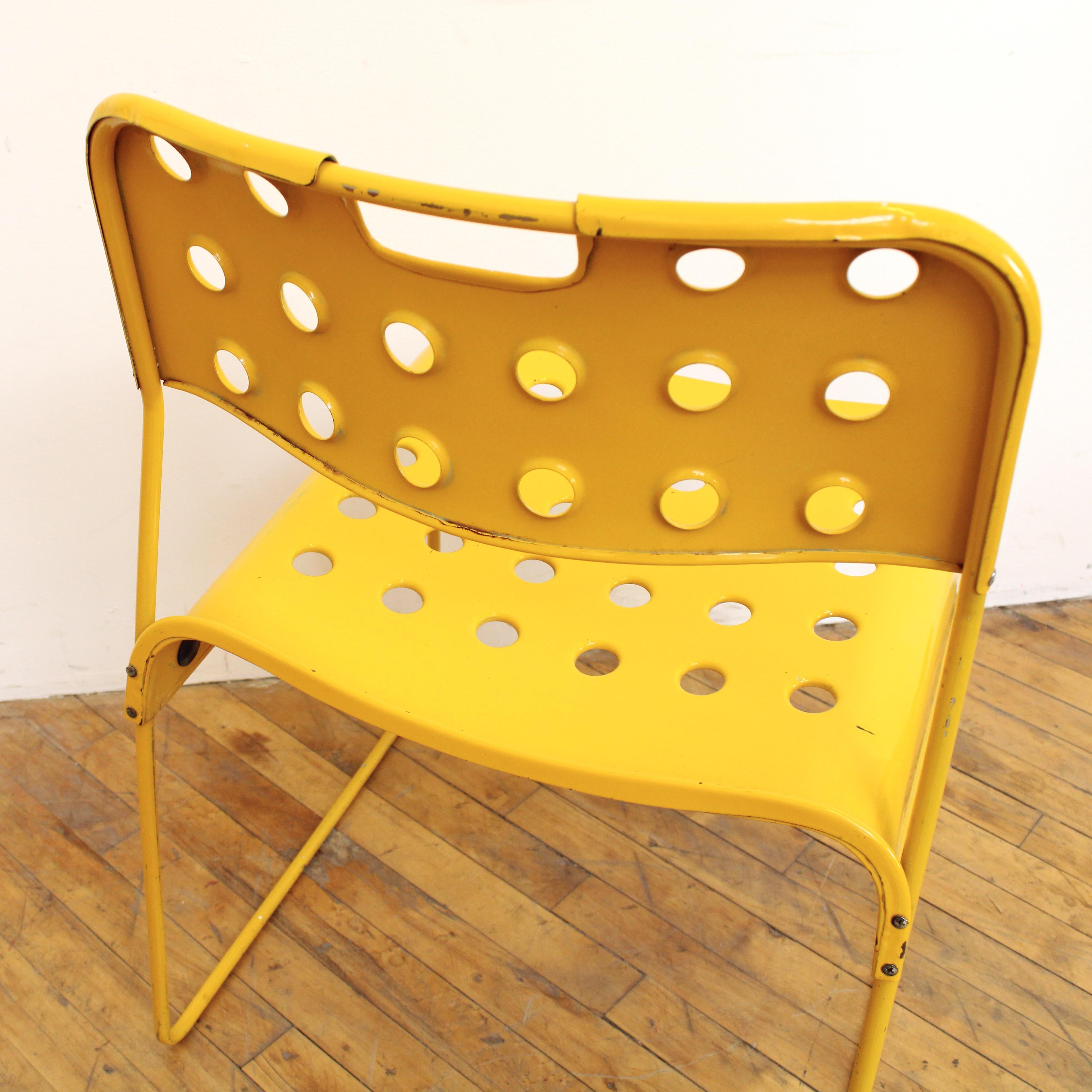 Metal Pair of Vintage Yellow Omkstak Chairs  For Sale