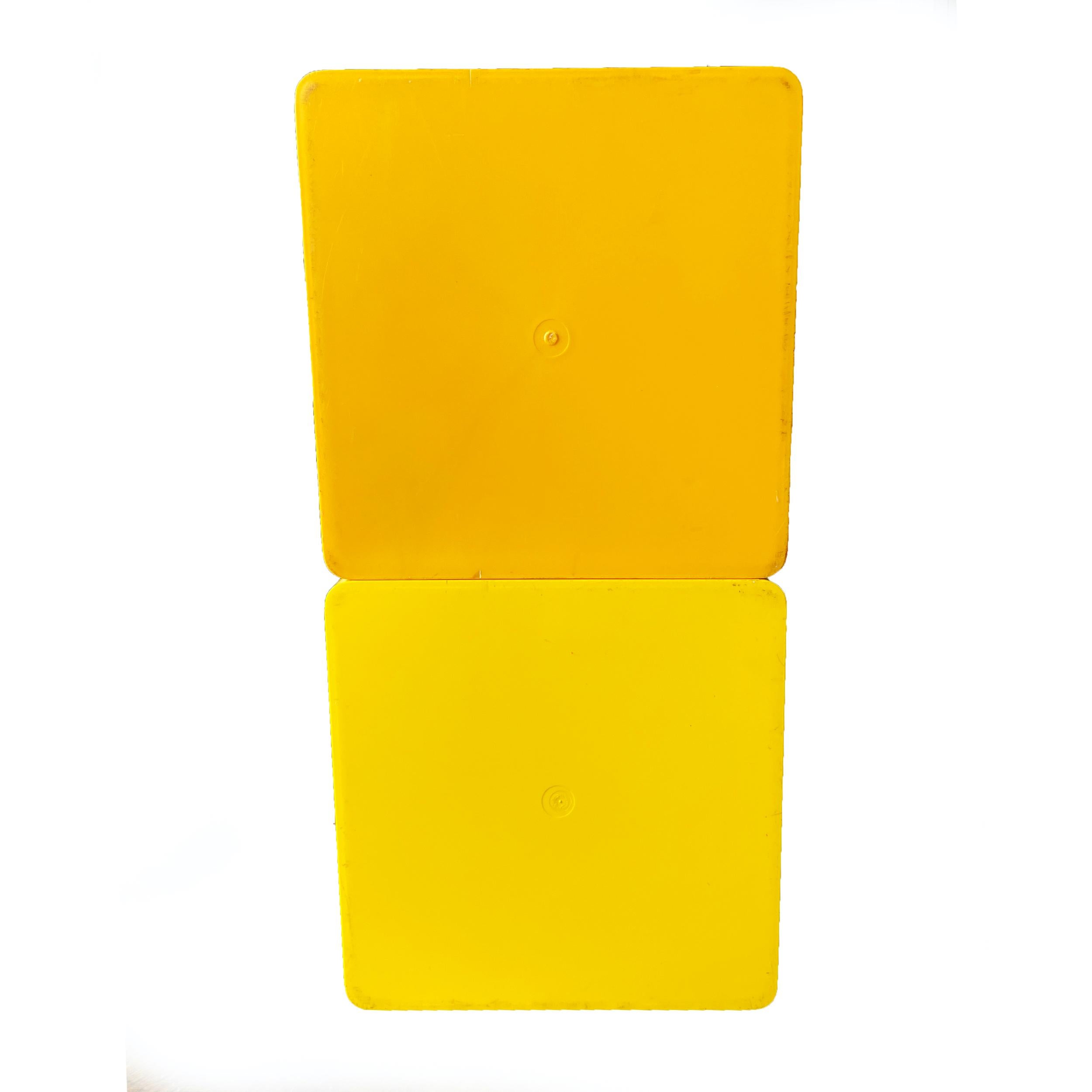 Pair of Vintage Yellow Plastic Record or Storage Cubes In Good Condition In Brooklyn, NY