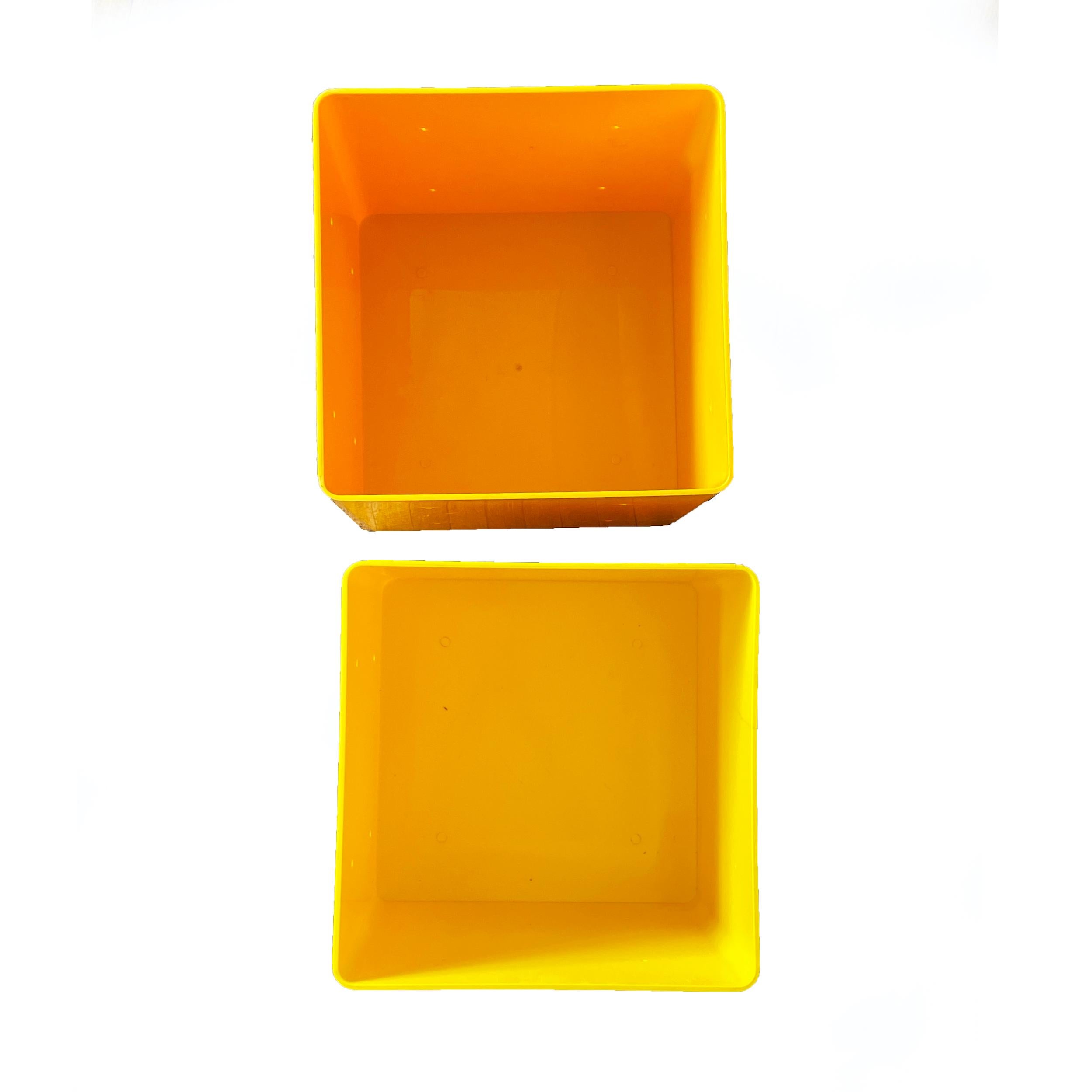 20th Century Pair of Vintage Yellow Plastic Record or Storage Cubes