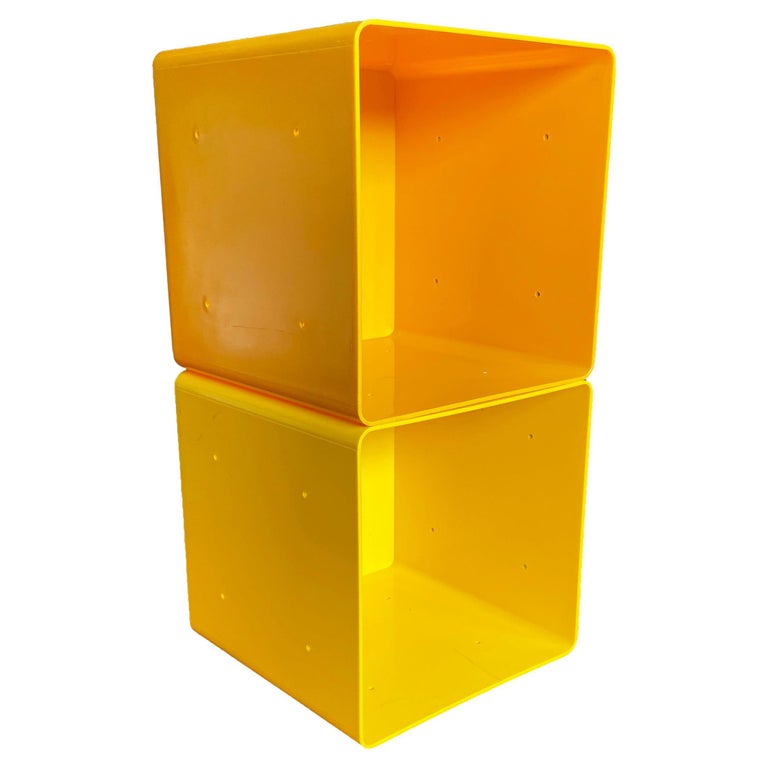 Pair of Vintage Yellow Plastic Record or Storage Cubes at 1stDibs vinyl storage cubes