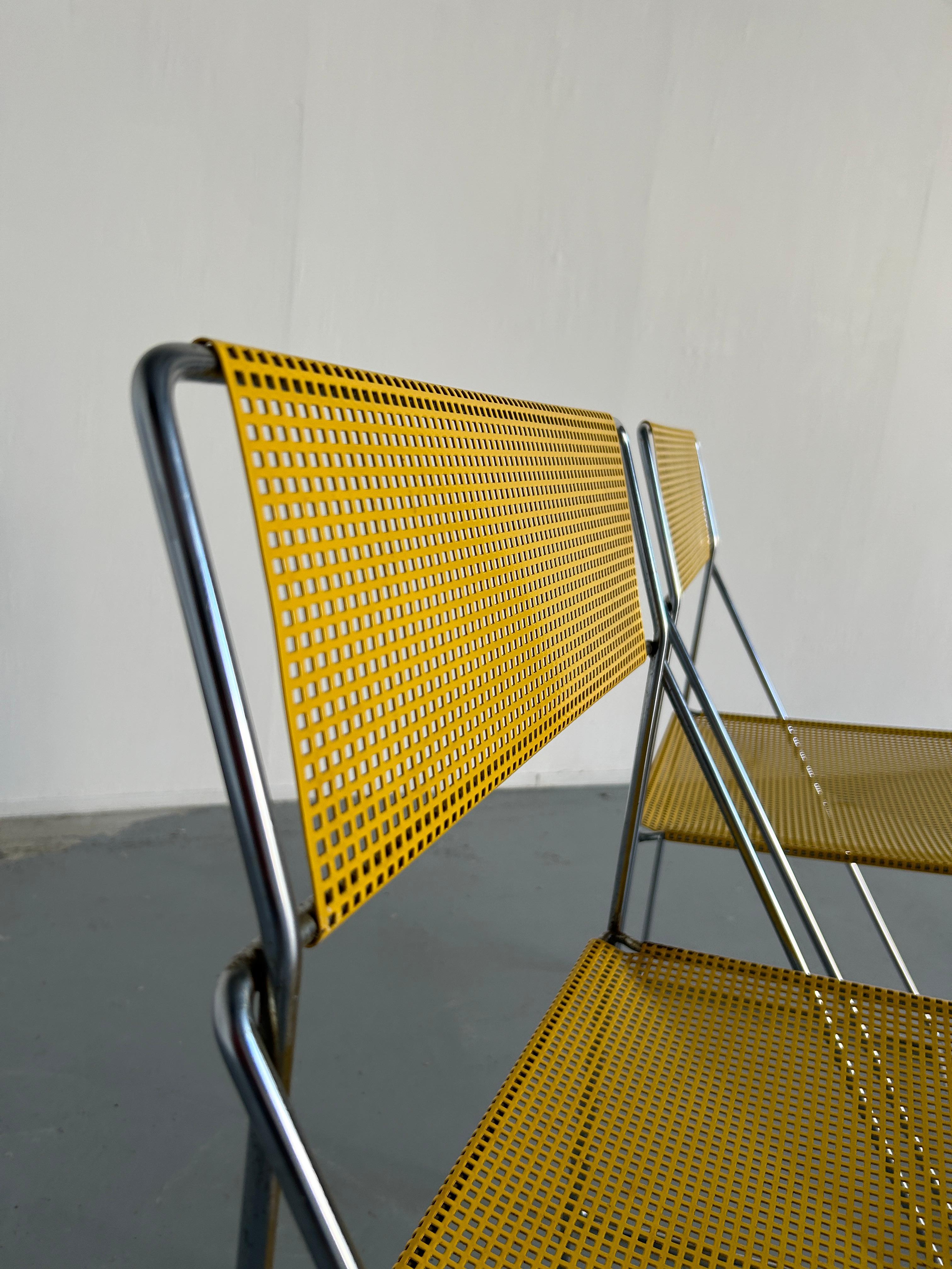 Pair of Vintage Yellow 'X-Line' Chromed Chairs, Niels Jørgen Haugesen 5