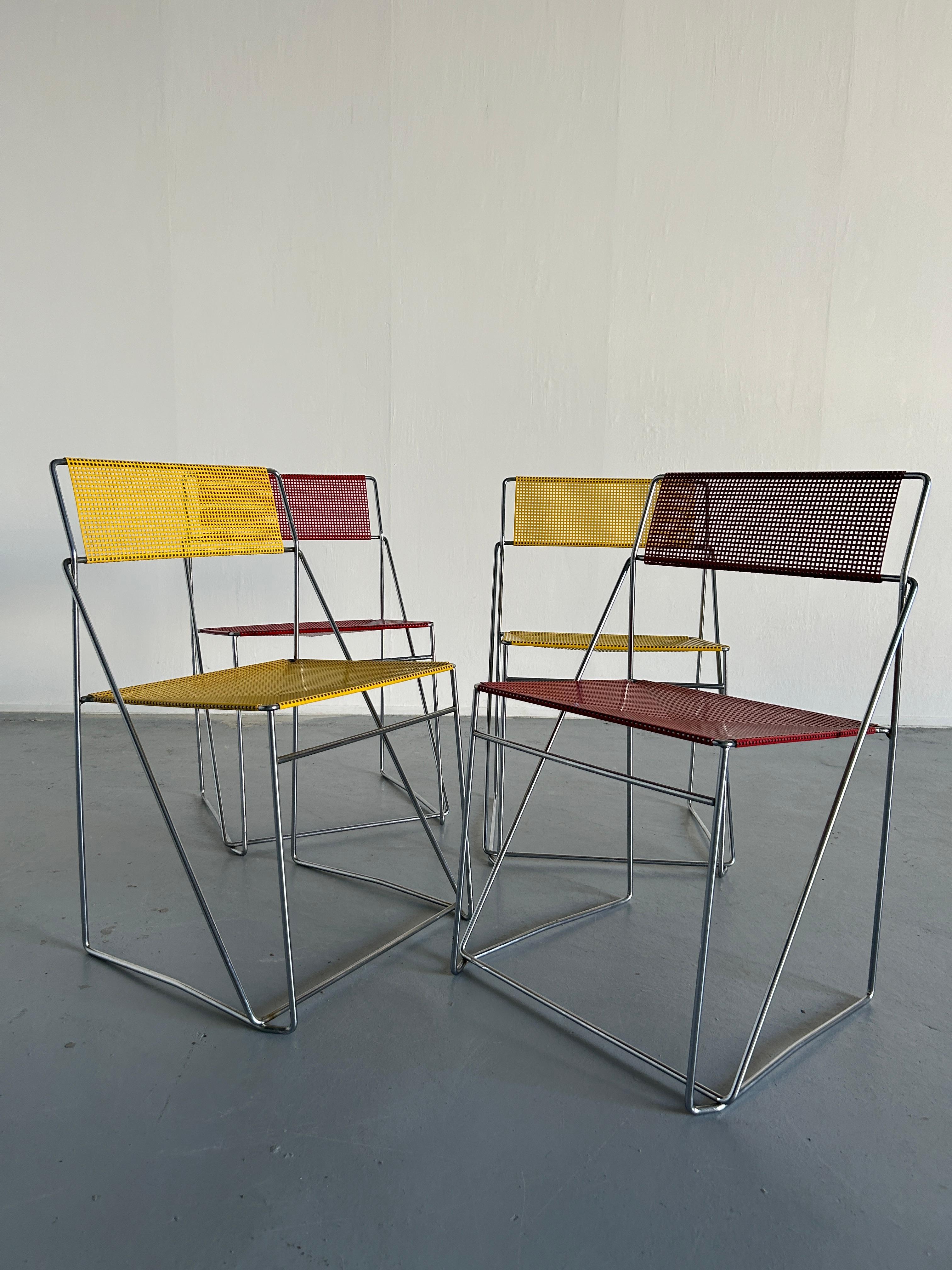 Pair of Vintage Yellow 'X-Line' Chromed Chairs, Niels Jørgen Haugesen 7