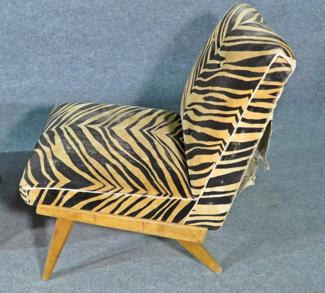 Pair of Vintage Zebra Print Lounge Chairs 1