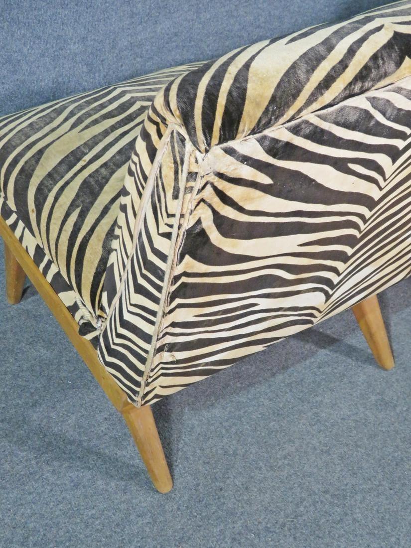Fabric Pair of Vintage Zebra Print Lounge Chairs