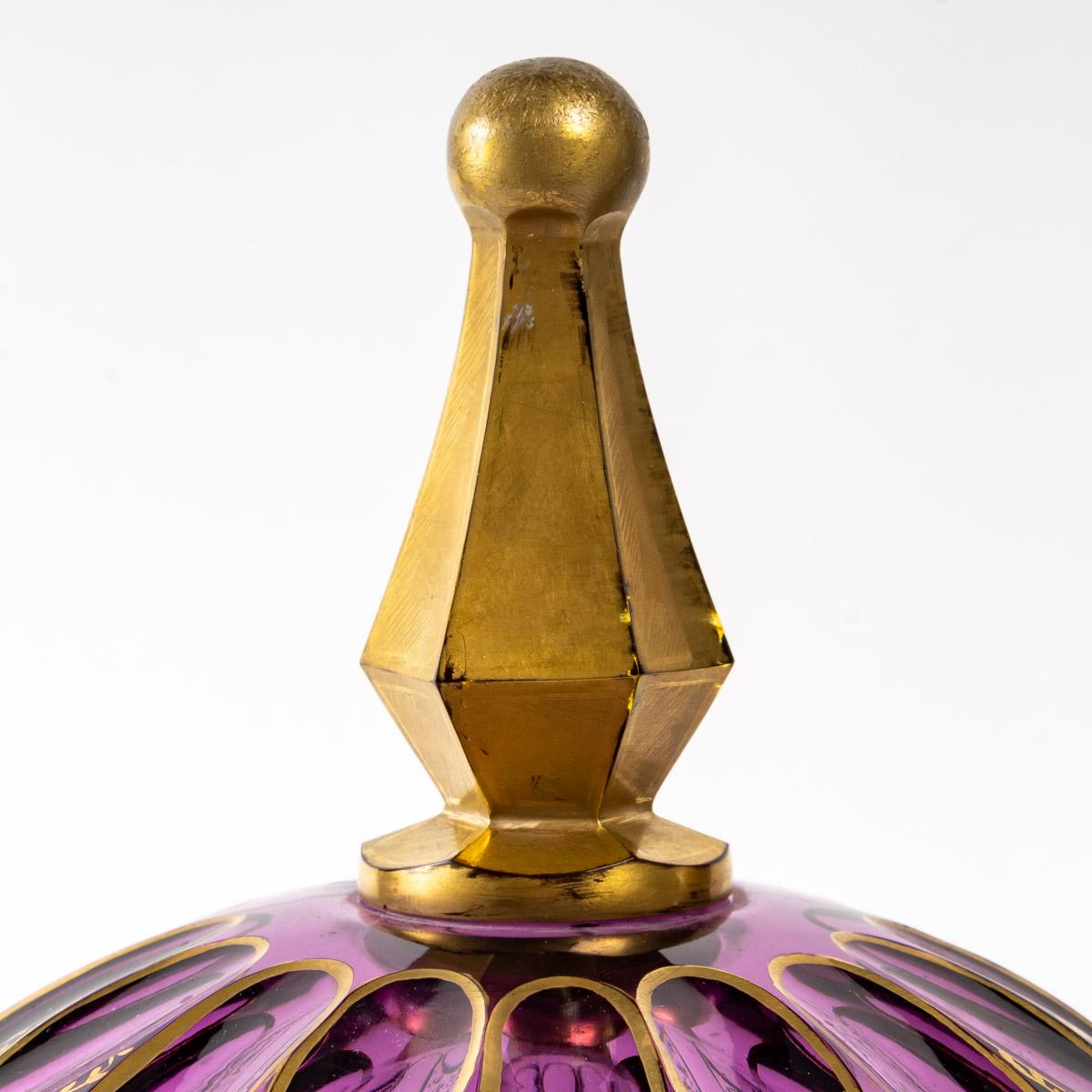 European Pair of Violet Bohemian Crystal Bells, 19th Century For Sale