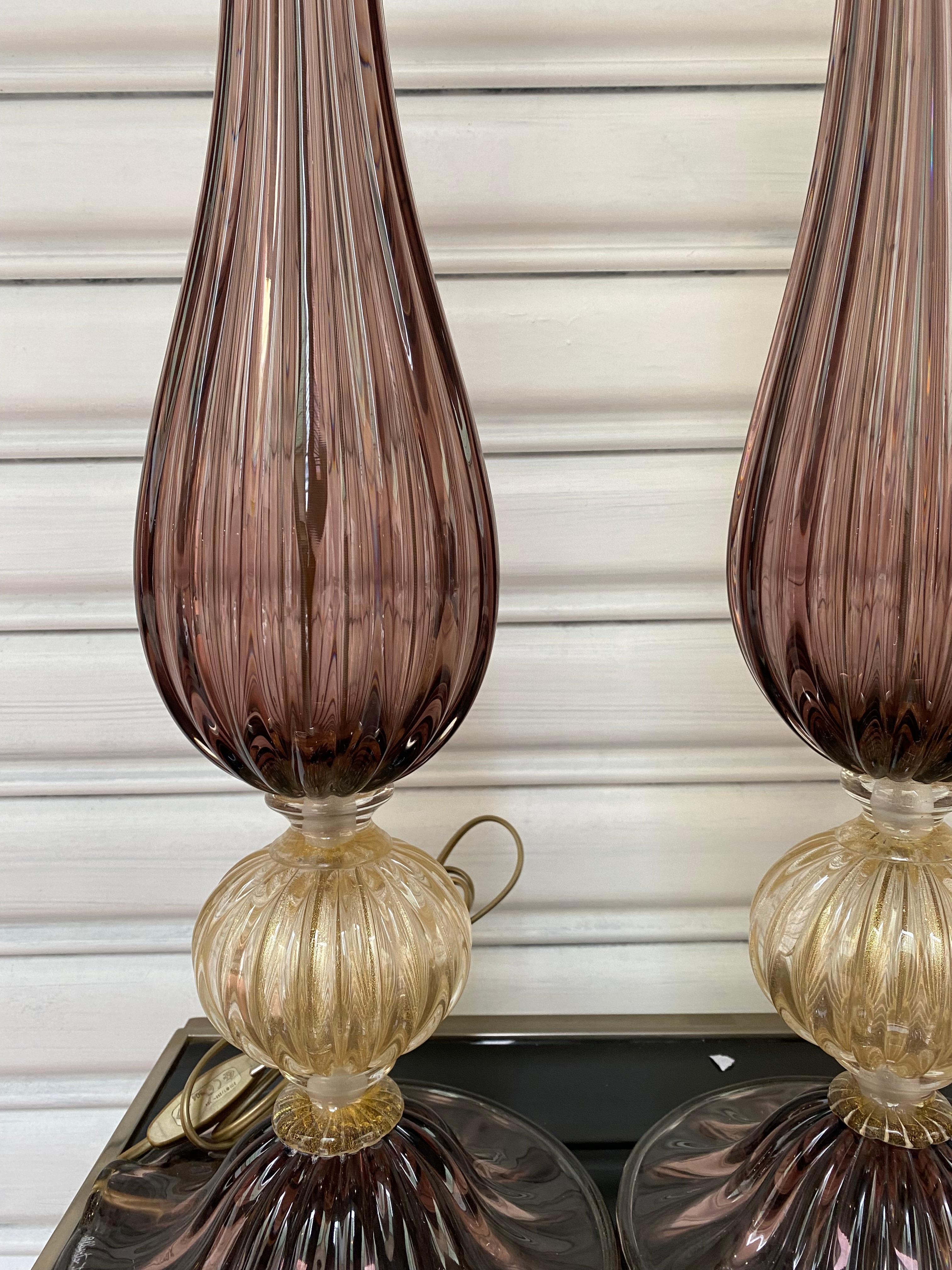 Pair of Violet Lamps Alberto Dona Murano, 1970 In Good Condition For Sale In Saint ouen, FR