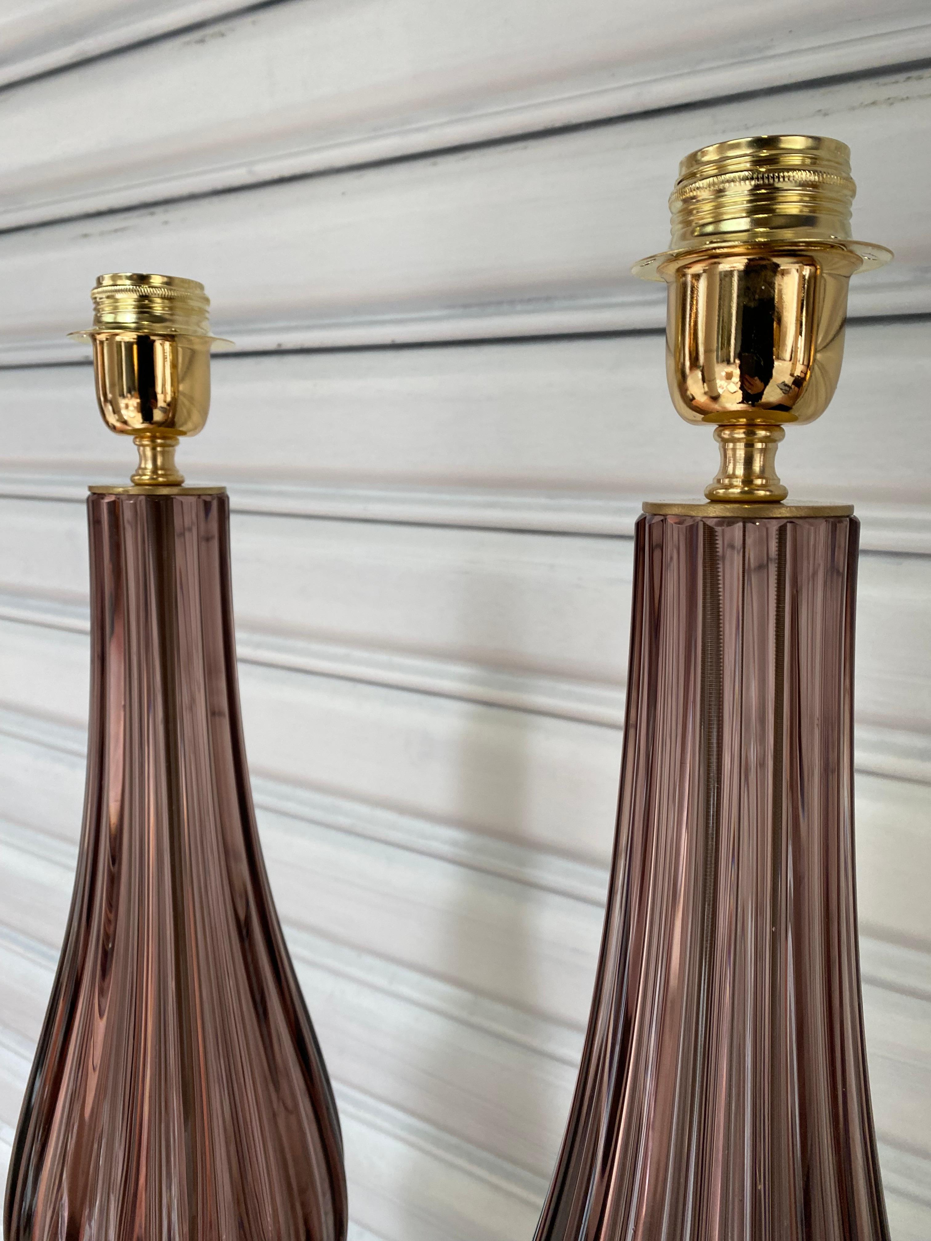 Pair of Violet Lamps Alberto Dona Murano, 1970 For Sale 2