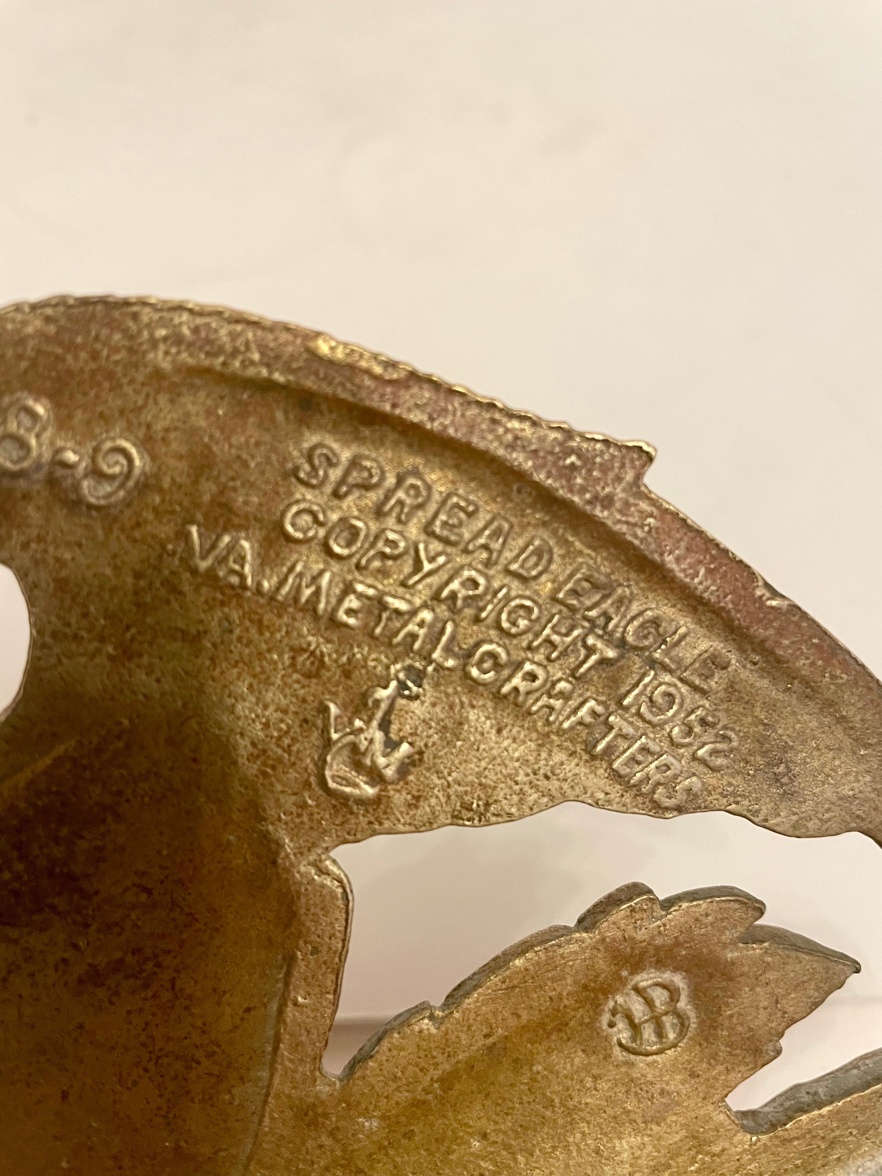 Paire de serre-livres aigle en laiton Virginia Metalcrafters 2