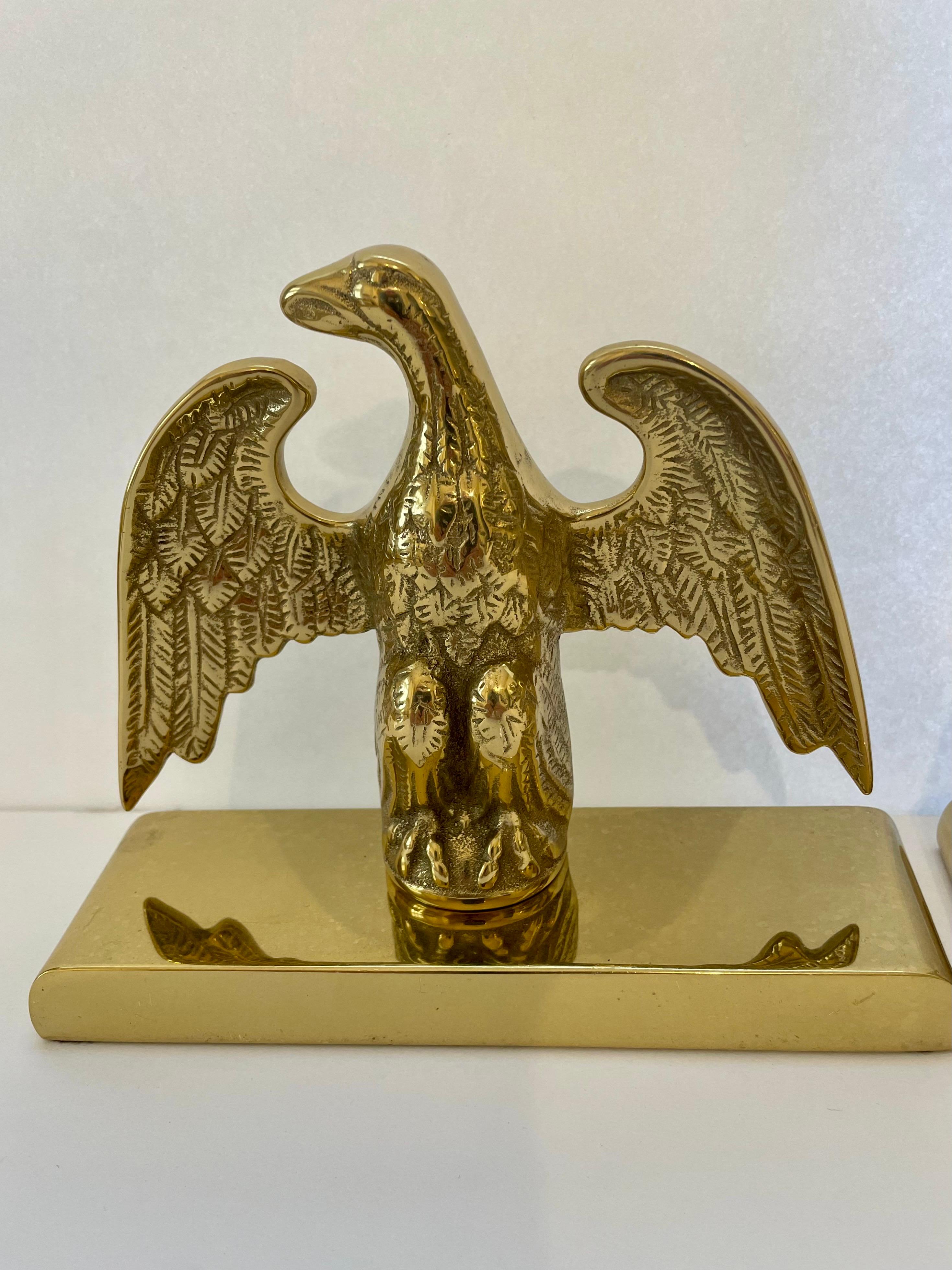 American Pair of Virginia Metalcrafters Brass Eagle Bookends