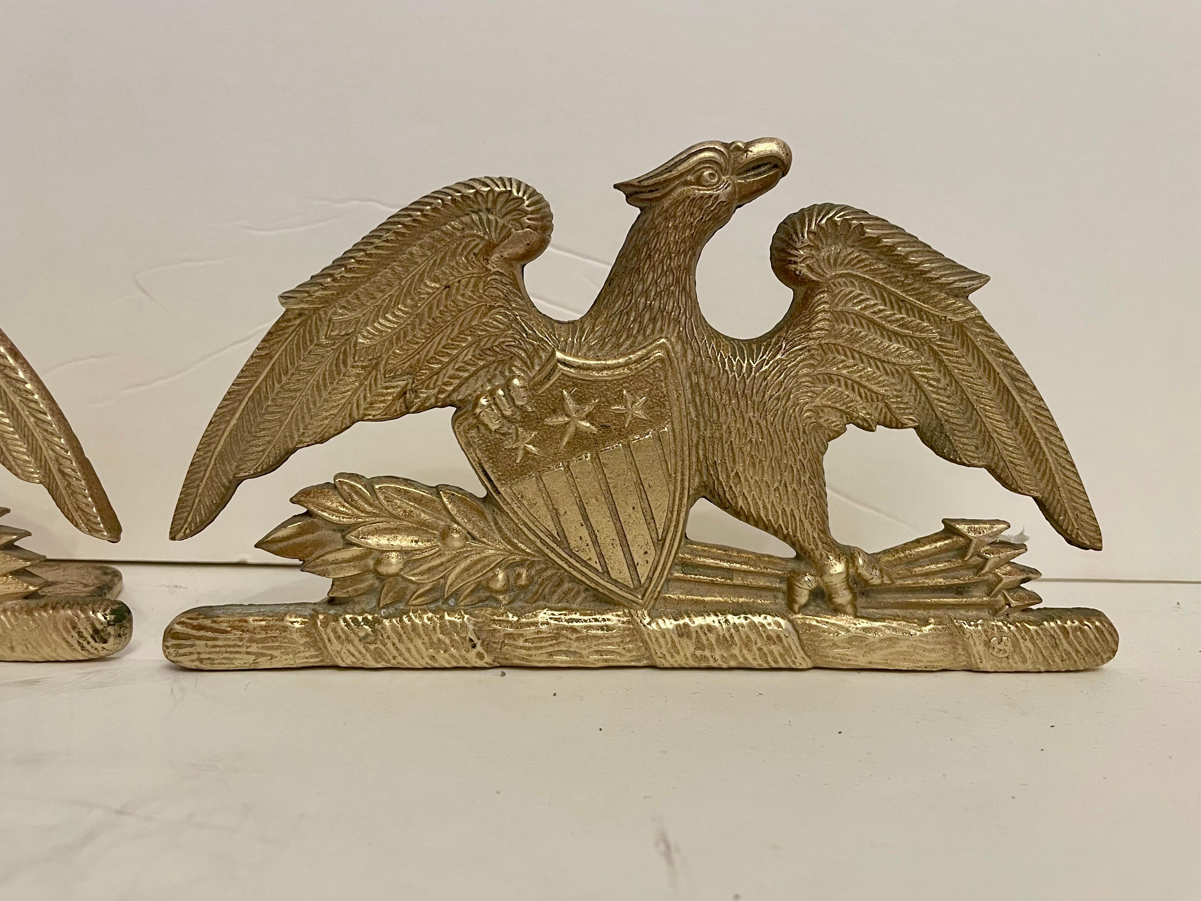 Américain Paire de serre-livres aigle en laiton Virginia Metalcrafters