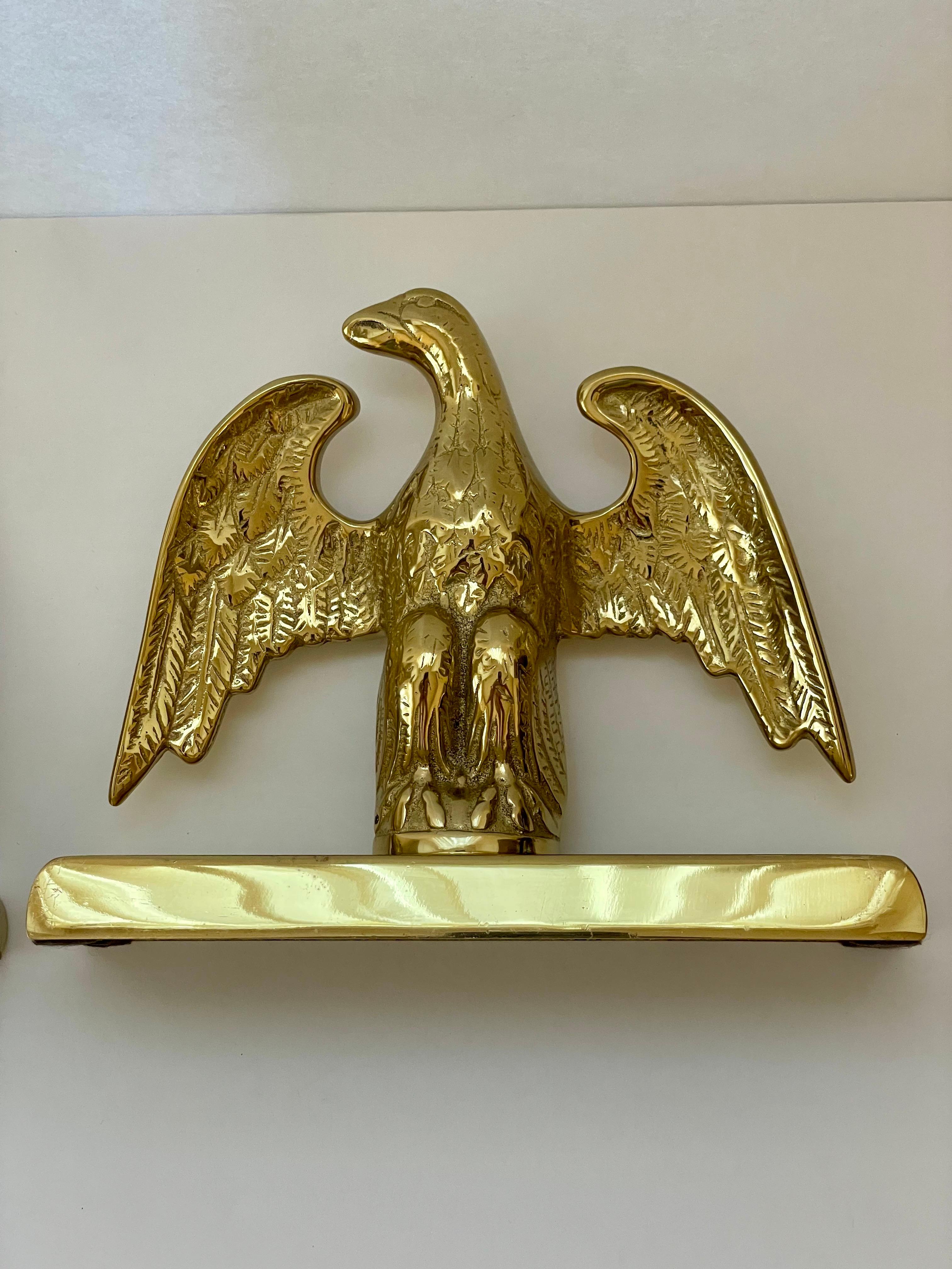 Pair of Virginia Metalcrafters Brass Eagle Bookends 3
