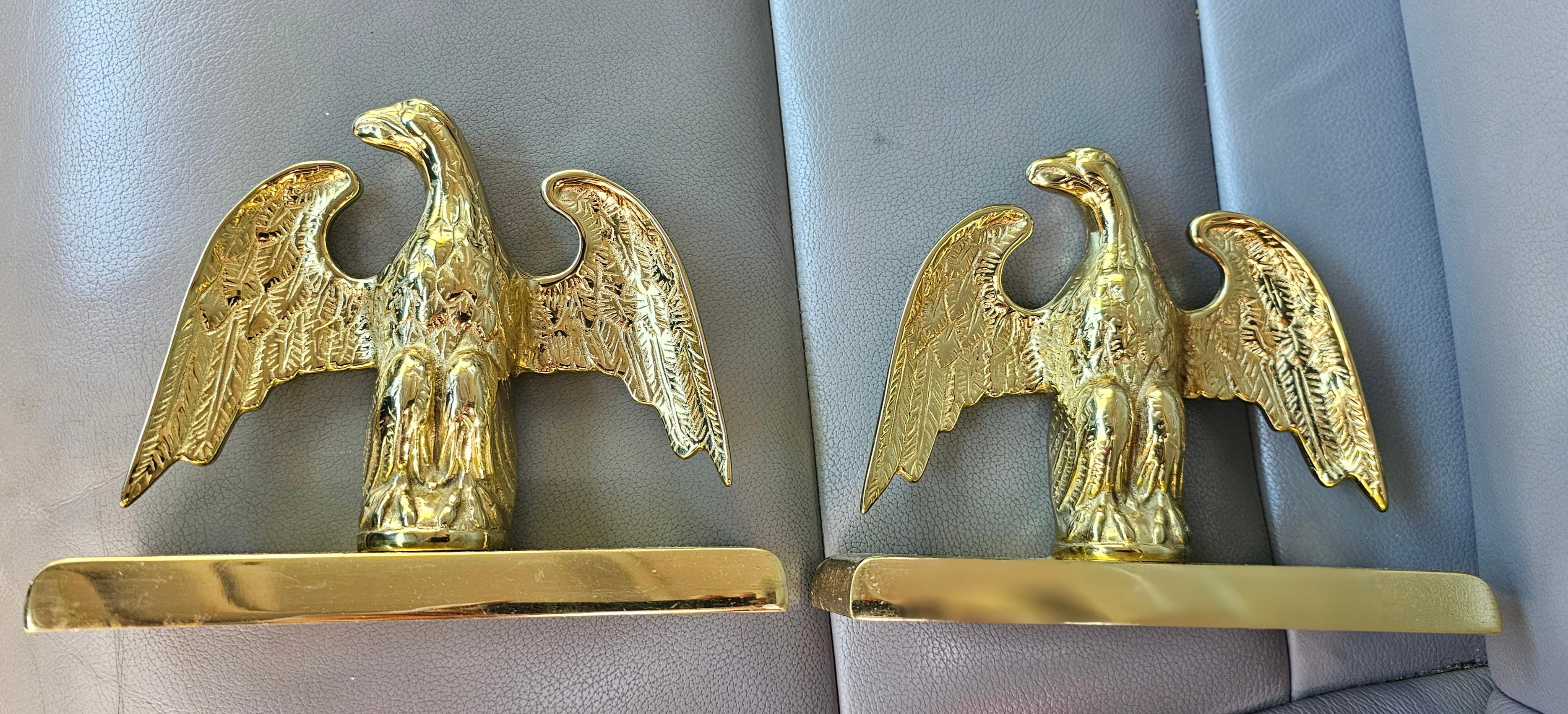 Pair of Virginia Metalcrafters Cast Polished Brass Eagle Bookends 3