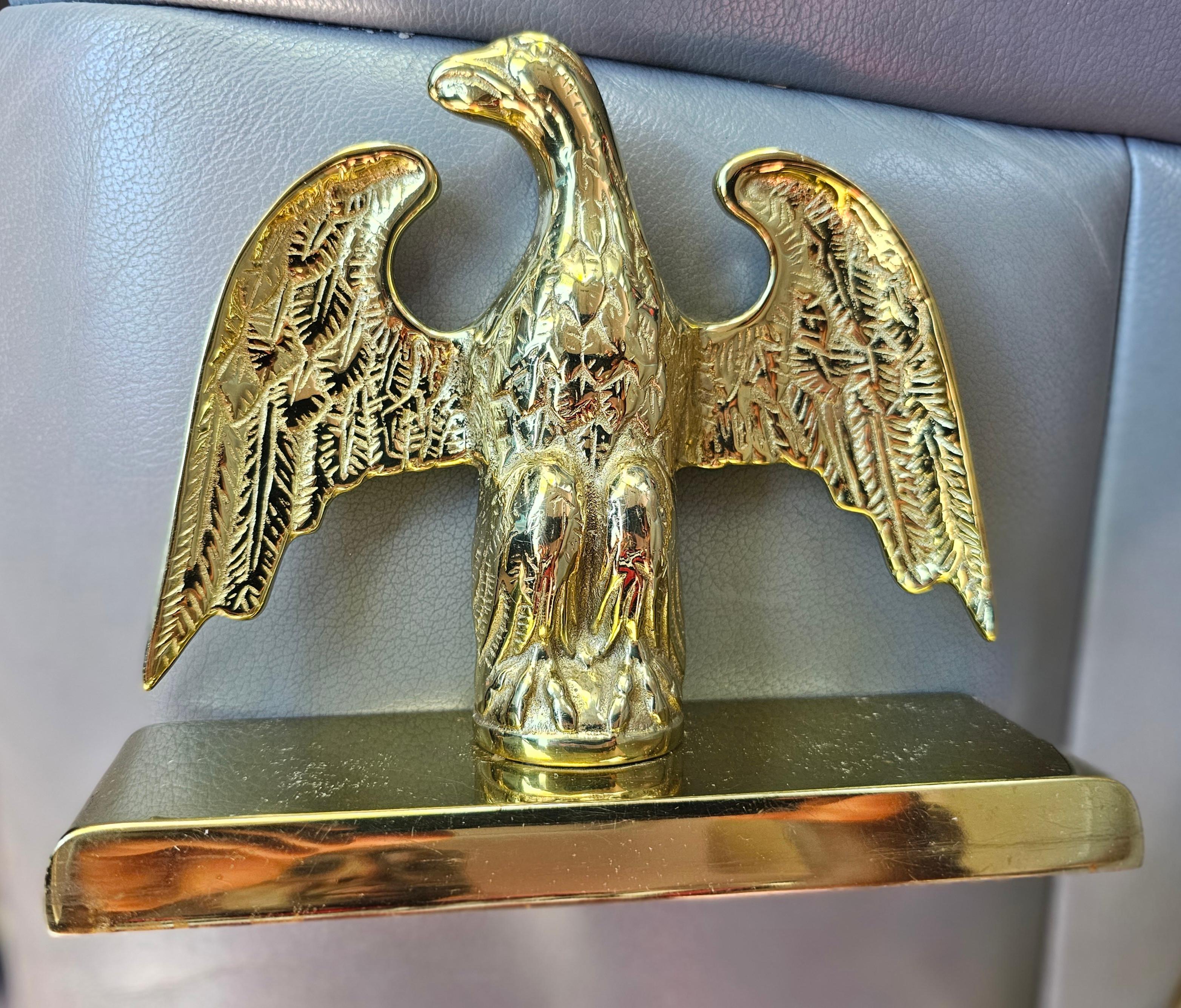 Pair of Virginia Metalcrafters Cast Polished Brass Eagle Bookends 2