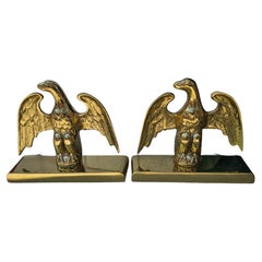 Pair of Virginia Metalcrafters Cast Polished Brass Eagle Bookends
