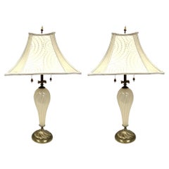 Pair Of Virginia Table Lamps Model 62Z68 By  Kinzig Design With Silk Shades