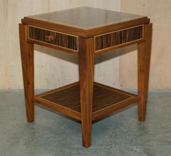 PAIR OF VISCOUNT DAVID LINLEY BEDSIDE LAMP WINE TABLES WITH DRAWERs