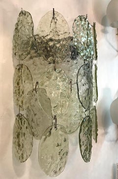 Pair of Vistosi 1960s Champagne Glass Disk Sconces