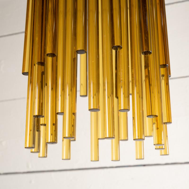 20th Century Pair of Vistosi Diadema gold crystal chandeliers 1990 For Sale