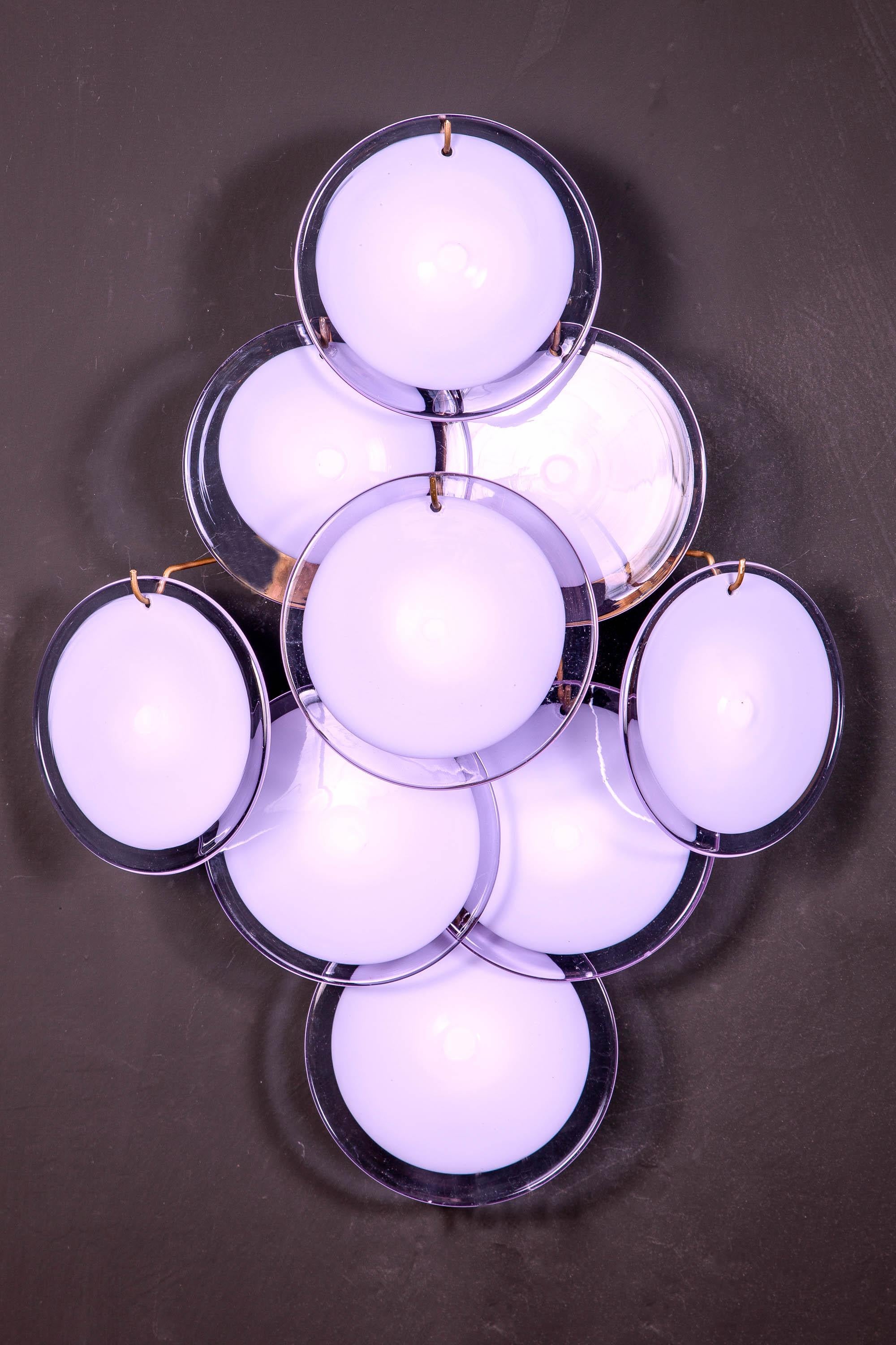 20th Century Pair of Amethyst Disc Murano Glass Sconces or Wall Light, 1970s
