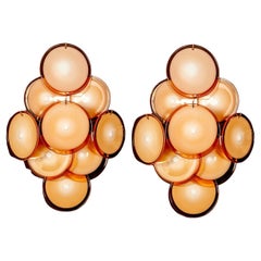 Pair of Vistosi Disc Murano Glass Sconces or Wall Light, 1970s