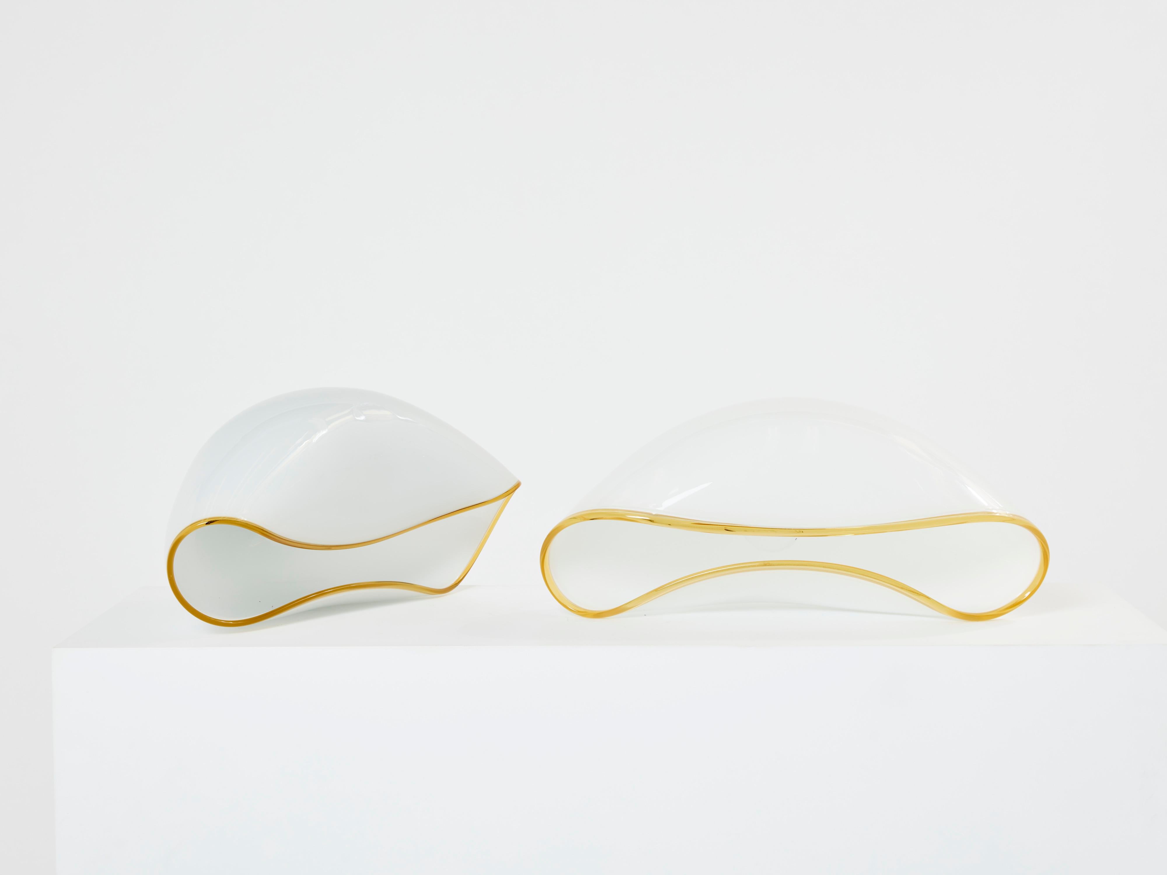 Pair of Vistosi Orsera Italian Murano Glass Table Lamps, 1970s In Good Condition For Sale In Paris, IDF