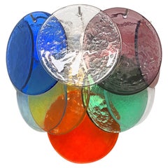 Pair of Vistosi Sconces, 10 Multicolored Murano Glasses