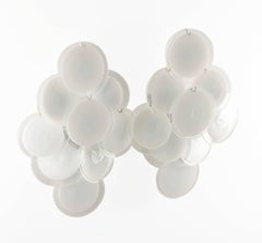 Pair of Vistosi Wall Sconces with White Glass Discs
