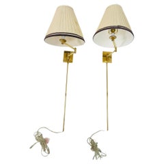 Pair of Visual Comfort Brass Swing-Arm Plug-In Wall Sconces