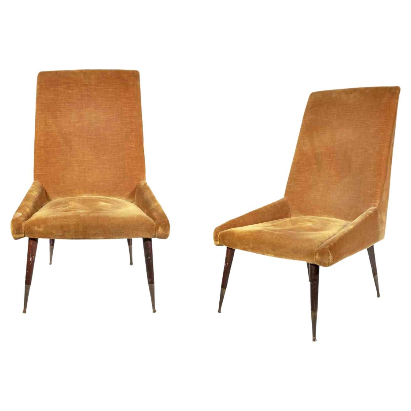 Paire de fauteuils Vitange de production italienne, milieu du 20ème siècle